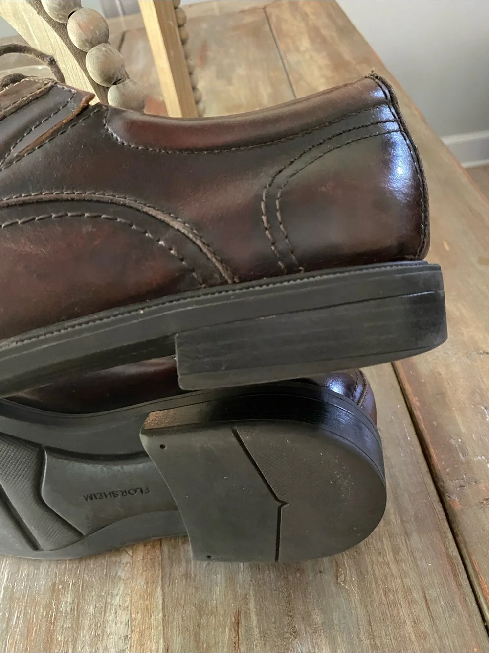 Florsheim Brown Leather Square Toe Apron Derby Business Casual Dress Shoe 12D‎